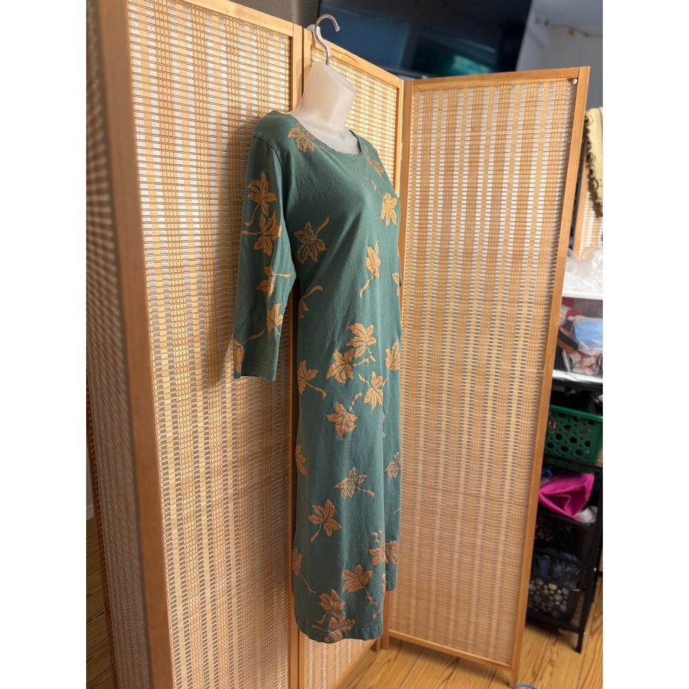 M. Mac long green 100% cotton comfort above ankle maxi
green & gold dress sz Lg - Picture 2 of 11